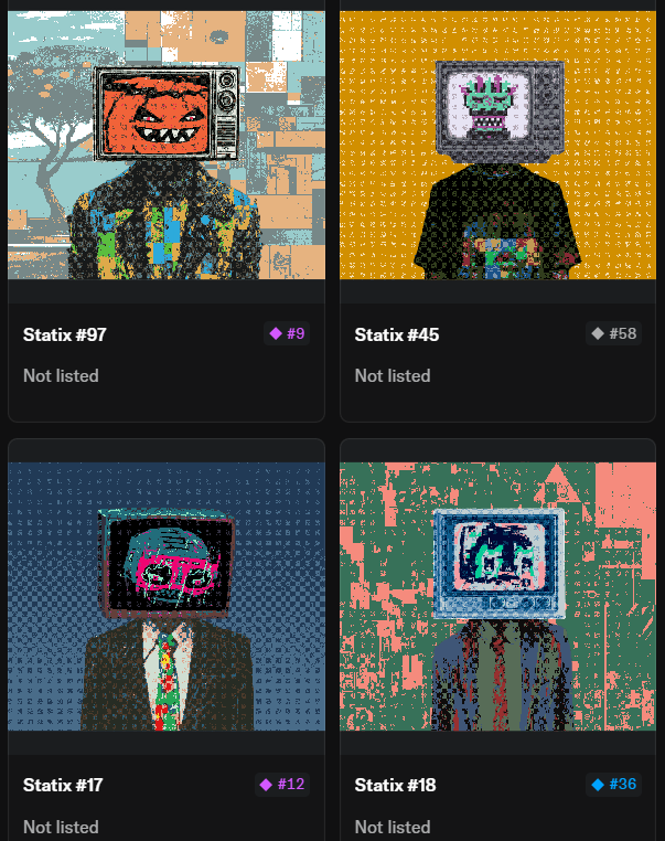 bright_lightart's tweet image. FULLY ONCHAIN ART ON ETHEREUM ⛓️
👉STATIX is a fully onchain homage to the best CCO art in our space
Featuring @XCOPYART, @MadMasksNFT and so many other legendary CCO OG collections
Minting here:
peng1.art/mintStatix.html