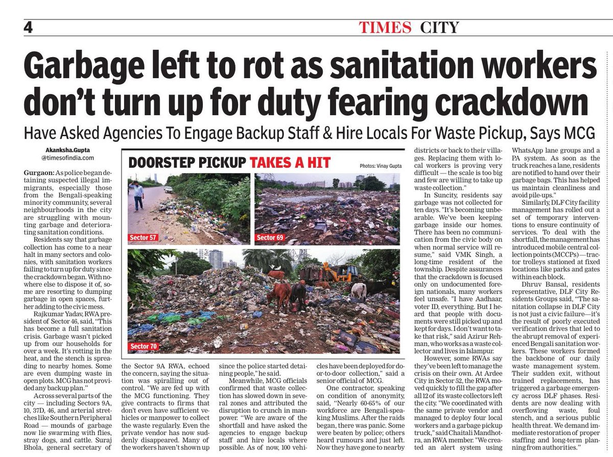 akanksha gupta (@its_akankshag) on Twitter photo Garbage left to rot as sanitation workers don’t turn up for duty fearing crackdown in #Gurgaon timesofindia.indiatimes.com/city/gurgaon/g… via <a href="/timesofindia/">The Times Of India</a> Garbage left to rot as sanitation workers don’t turn up for duty fearing crackdown in #Gurgaon timesofindia.indiatimes.com/city/gurgaon/g… via <a href="/timesofindia/">The Times Of India</a>