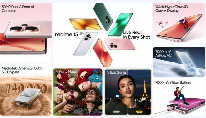 Realme 15 Pro 5G And Realme 15 Launched In India With AI Edit Genie, 50MP Cameras, And 7000mAh Battery