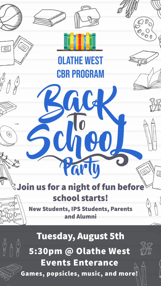It’s that time of year again! We will be having our CBR back to school night Tuesday, August 5th at 5:30pm. Hope to see you there!