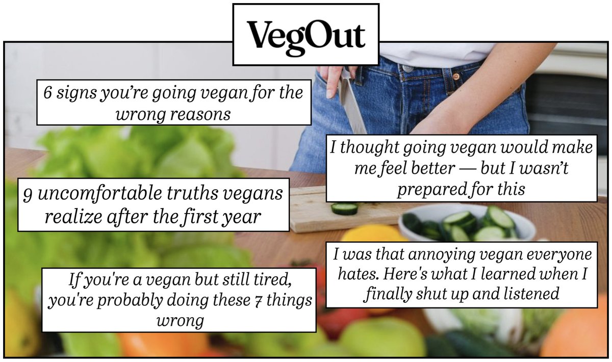 VegMediaWatch (@vegmediawatch) on Twitter photo The "plant-based lifestyle" website <a href="/vegoutmagazine/">VegOut Magazine</a> routinely posts negative headlines about #veganism. By using phrases like "annoying vegan" and "still tired" and "uncomfortable truths" and "thought vegan would make me feel better," VegOut is sabotaging the #vegan #plantbased The "plant-based lifestyle" website <a href="/vegoutmagazine/">VegOut Magazine</a> routinely posts negative headlines about #veganism. By using phrases like "annoying vegan" and "still tired" and "uncomfortable truths" and "thought vegan would make me feel better," VegOut is sabotaging the #vegan #plantbased