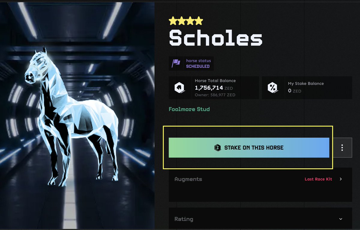 zed_champions's tweet image. New to ZED Champions? You don’t need a horse to start earning. 👇
Staking lets anyone back a horse with $ZED or reZED - even if you’re brand new to the game.
✅ Pick any active race horse
✅ Stake as little as 100 $ZED
✅ Earn when it wins
✅ Get paid when it retires
✅ See…