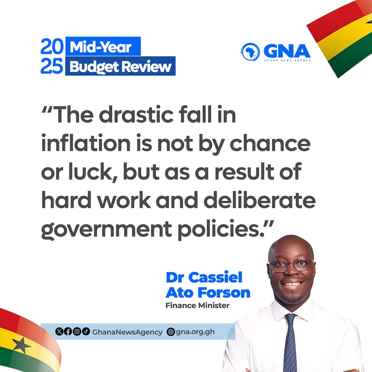 2025 Mid-Year Budget Review: The drastic fall in inflation is not by chance or luck, but as a result of hard work and deliberate government policies—Dr Cassiel Ato Forson, Finance Minister

#GhanaNewsAgency #GNA #MidYearBudgetReview  Ato Forson