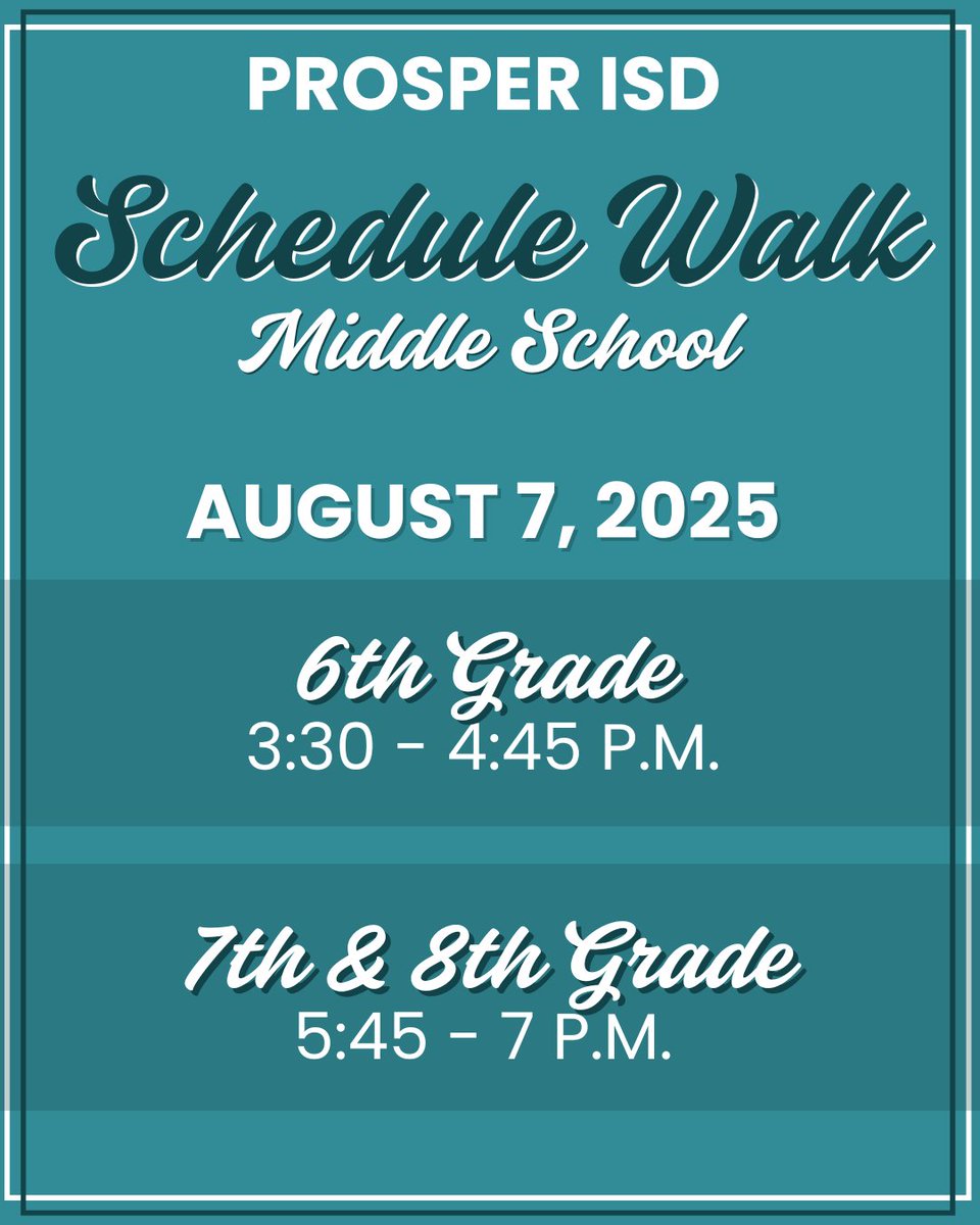 ProsperISD's tweet image. ποΈ Mark Your Calendar: Meet the Teacher & Schedule Walk! π«
Before we kick off an amazing first day on August 12, be sure to stop by your campus for:
π Meet the Teacher β Say hello to your incredible pre-k and elementary school teachers!
π Schedule Walk β Get familiar with yourβ¦