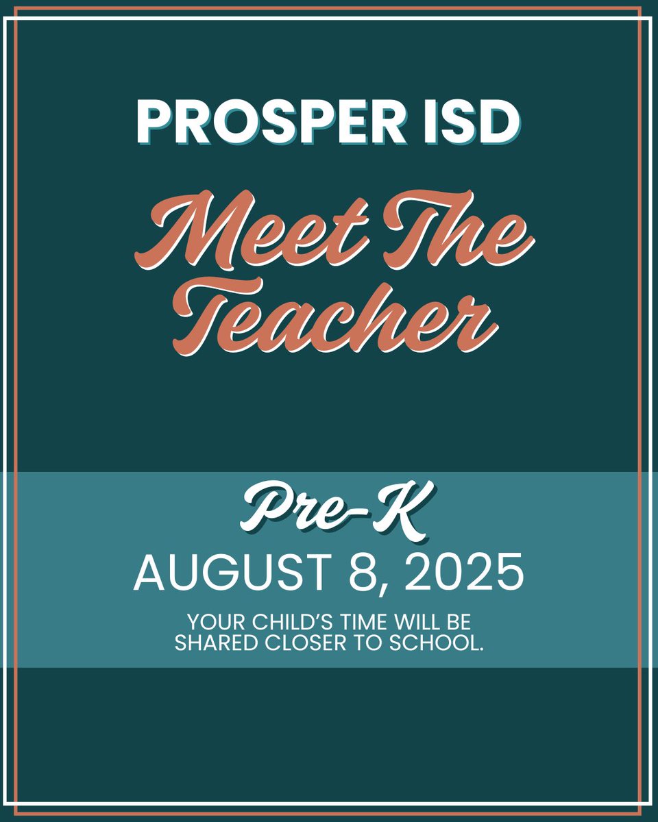 ProsperISD's tweet image. ποΈ Mark Your Calendar: Meet the Teacher & Schedule Walk! π«
Before we kick off an amazing first day on August 12, be sure to stop by your campus for:
π Meet the Teacher β Say hello to your incredible pre-k and elementary school teachers!
π Schedule Walk β Get familiar with yourβ¦