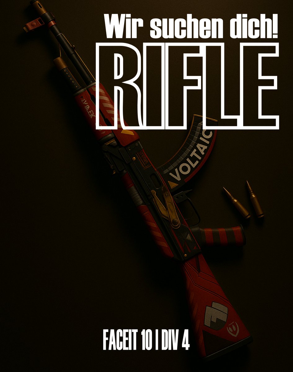 [#CS2  - #DACHCS]   Aus gegebenem Anlass suchen wir aktuell wieder eine Rifle für DIV 4.

Faceit 10   (Avg. Teamelo 2.3K)
2x Training + Gameday   
Gutes Mental

<a href="/LFT_CS_DACH/">LFT/LFP/LFO/LFC 🇩🇪🇨🇭🇦🇹</a> <a href="/AEODACHCS/">All eyes on DACHCS</a>