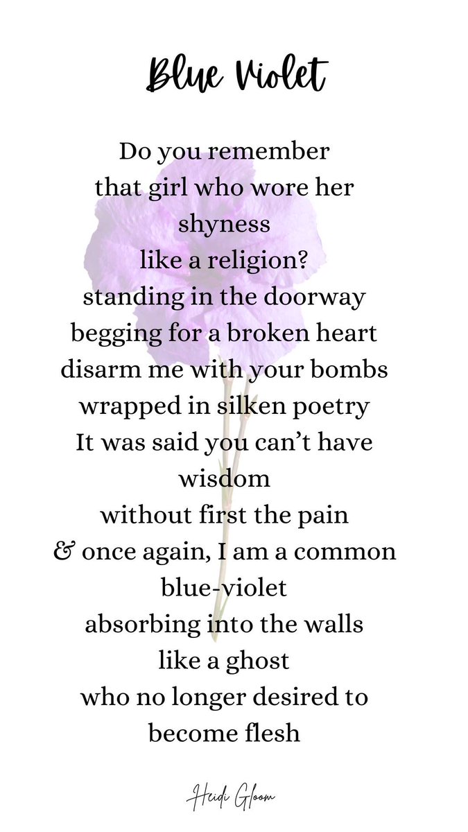 Good morning writers &amp; poets. 
Blue #Violet 

Do you remember
that girl who wore her shyness
like a religion?

From the #poetry archives
#vss365 #vsspoem