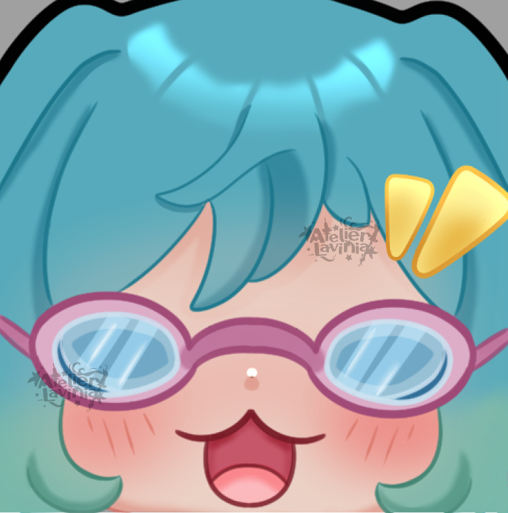VTuberLavinia's tweet image. mirgu has her swimming goggles on redi for the summer miku emote set !!! \(٥⁀▽⁀ )/
who will join for a swimmies?
#artmoots #VGen #HatsuneMikuArt