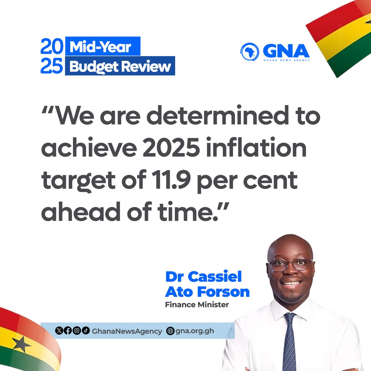 2025 Mid-Year Budget Review: We are determined to achieve 2025 inflation target of 11.9 per cent ahead of time—Dr. Cassiel Ato Forson, Finance Minister

#GhanaNewsAgency #GNA #MidYearBudgetReview  Ato Forson