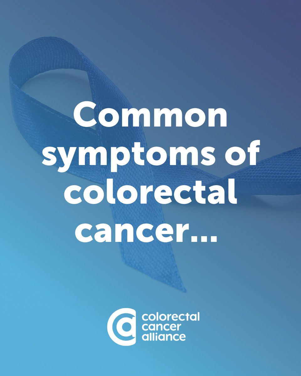 CCAlliance's tweet image. The most common symptom of colorectal cancer is no symptom at all. But when signs do appear, recognizing them can lead to earlier detection and better outcomes. 💙

If you notice any of these symptoms, talk to your healthcare provider. Learn more: bit.ly/CRC-Symptoms
