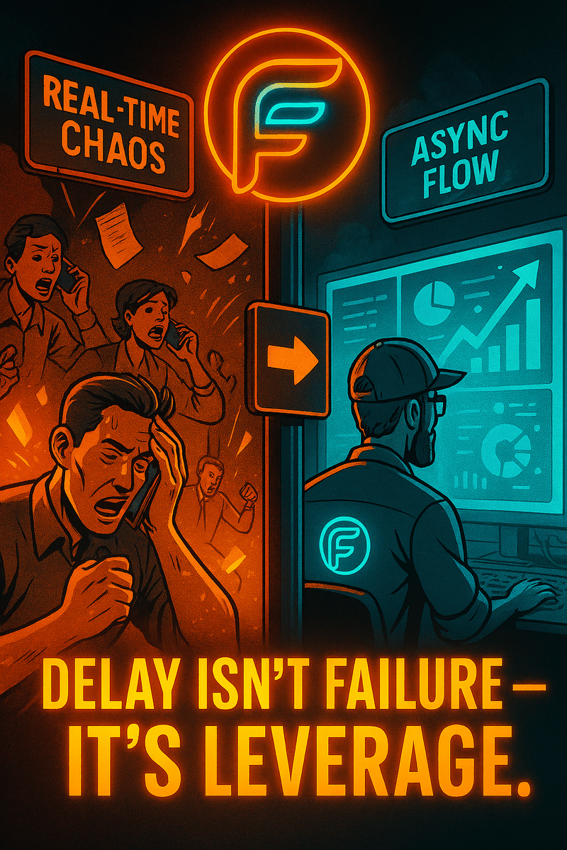 Flowgrammers's tweet image. Delay is Opportunity
Not everything needs to happen in real-time.
In fact, async ops are a secret superpower.
❓Which of your client or team interactions could happen later—with higher quality and zero burnout?