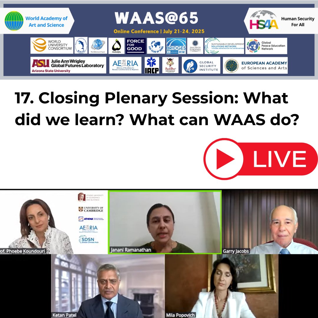 _WAAS_'s tweet image. 🌟 The #WAAS65 Conference wrapped up after 4 impactful days (July 21–24, 2025)!
🙏 Huge thanks to all speakers, participants & supporters!
🎥 Missed it? Watch the full sessions anytime:
▶️ Parallel A: youtu.be/mR8zKwXL1vs
▶️ Parallel B: youtu.be/wtFmLvnvNjc
#HS4A #WAAS65