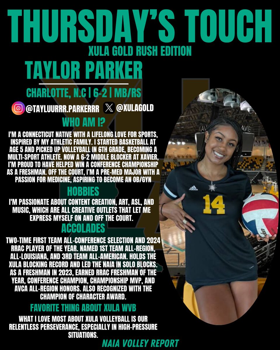 NAIAwvb's tweet image. ๐ง๐ต๐๐ฟ๐๐ฑ๐ฎ๐โ๐ ๐ง๐ผ๐๐ฐ๐ต โ this is a segment where we highlight players from all over the @NAIA.
Next, we head to New Orleans, La., as we introduce Taylor Parker!
#NAIAvolleyreport | #NAIAwvb