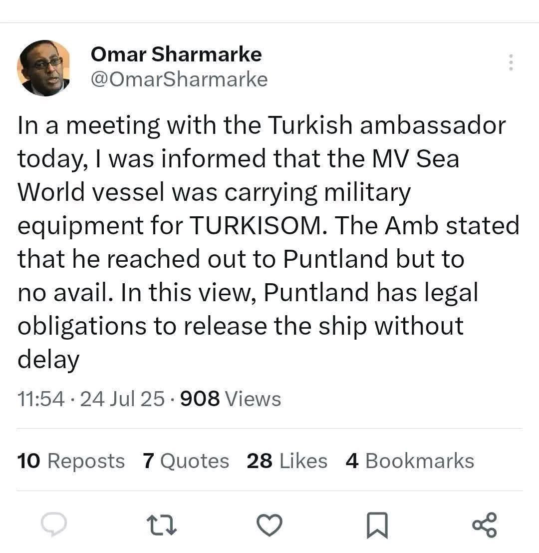 Mohamed Maalin (@mohamedmaalin5) on Twitter photo Cidkastoo wax ka keenikarto waa loodiray haldoorkii Puntland odayashii dhaqanka iyo siyasiyiintii waa lagala hadlay in arinta uu <a href="/HESaidADeni/">H.E Said Abdullahi Deni</a> sameyay ineey sumcad daro kutahay dalka Maleshiyad Burcad badeed ah waa la arkay ee hogamiye Dowdal Gobaled π΄ββ οΈ ah waa waxnagu cusub. Cidkastoo wax ka keenikarto waa loodiray haldoorkii Puntland odayashii dhaqanka iyo siyasiyiintii waa lagala hadlay in arinta uu <a href="/HESaidADeni/">H.E Said Abdullahi Deni</a> sameyay ineey sumcad daro kutahay dalka Maleshiyad Burcad badeed ah waa la arkay ee hogamiye Dowdal Gobaled π΄ββ οΈ ah waa waxnagu cusub.