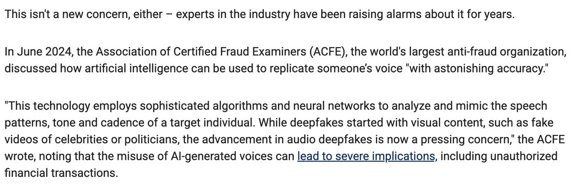 TrackerPayton's tweet image. 🚨 Fraud alert! Scammers pretending to be your bank or customer aren’t new—but AI lets them spin scams faster & cheaper than ever, dodging even the best bank defenses. 🏦💻 Stay sharp: verify, don’t trust! Share to protect others. 🛡️
"OpenAI CEO Sam Altman warns of AI fraud…