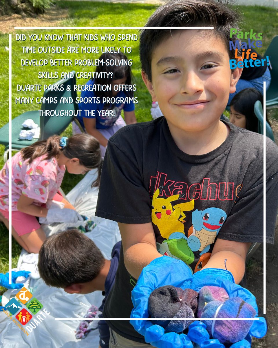 Fun Fact: Kids who spend time outside develop better creativity and problem-solving skills! 🧠🌳 

This summer, give your child the chance to thrive at the City of Duarte's Summer Camp or Teen Center! From outdoor adventures to fun-filled activities, it’s the perfect way to