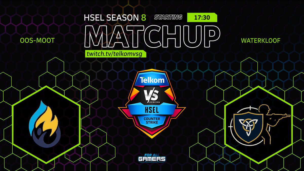 Streaming OOS-MOOT vs WATERKLOOF tonight for HSEL CCA qualifiers. 

📺 twitch.tv/telkomvsg