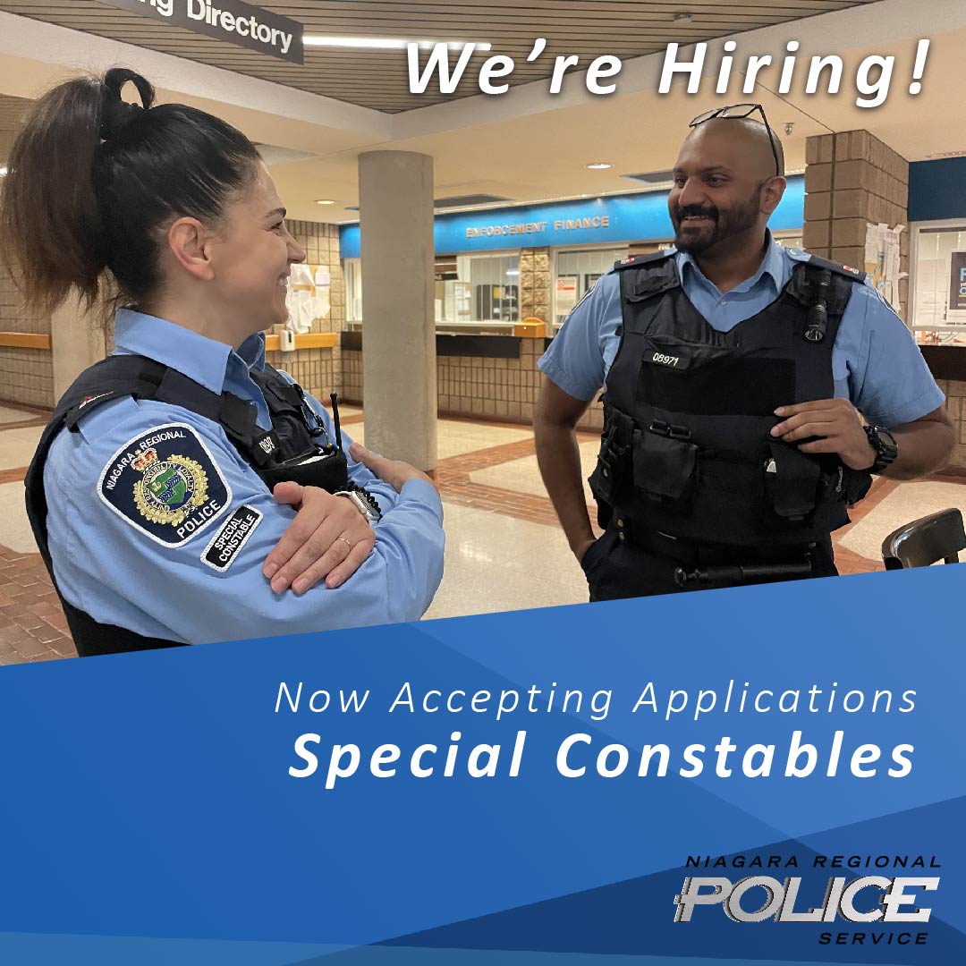 The Niagara Regional Police Service is accepting applications for our Special Constable pool. 

If you're interested in learning more about this opportunity, visit the "Special Constables" section of our website. 

niagarapolice.ca/en/careers-and… 

#JoinTeamNRP #Niagara