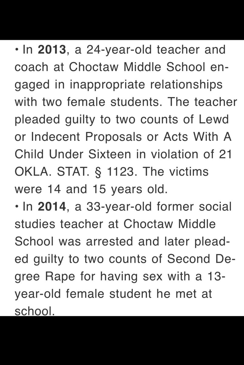 CamSpradling's tweet image. The Avery Smith #JusticeForAvery federal complaint outlines a “lengthy and troubling history” of sexual misconduct by teachers within Choctaw-Nicoma Park Public Schools @CNPSchools #EpsteinList here’s just a partial of the #ChoctawList:
