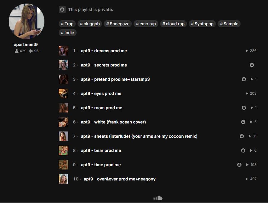 girls

Gonna be soundcloud &amp; bandcamp exclusive

not done adding songs but this will be out sooner than later