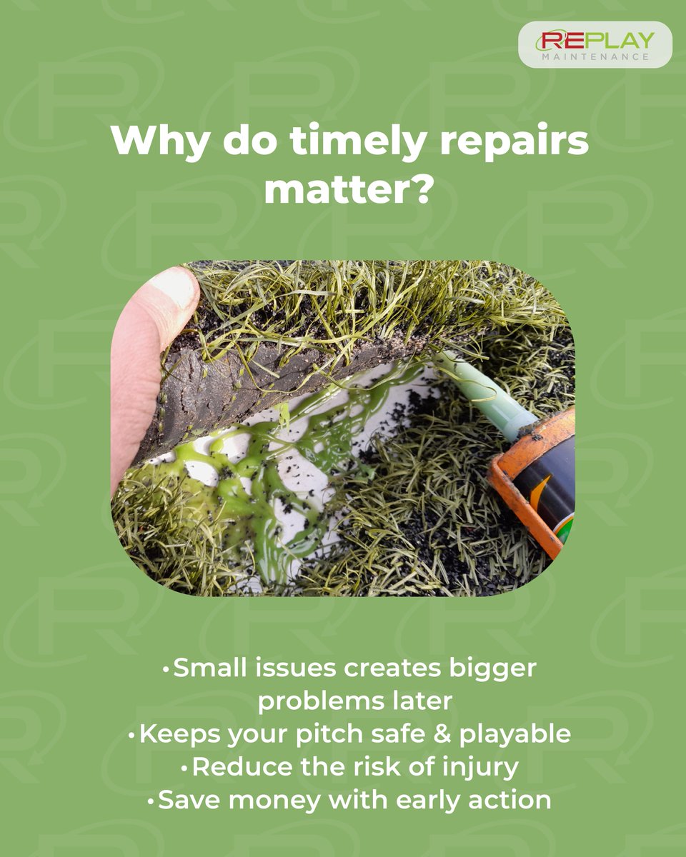 ReplayMaintain's tweet image. Did you know we offer comprehensive repairs for sports surfaces, including tennis courts, running tracks, and artificial turf?

#gameready #sportssurface #linemarking #artificialturf