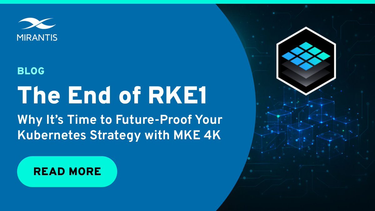 MirantisIT's tweet image. RKE1 is reaching end of life on July 31, 2025. Now’s the time to rethink your Kubernetes platform.
MKE 4k helps enterprises move beyond legacy Kubernetes with a secure, scalable, and composable platform built on the lightweight k0s core.
MKE 4k offers:
• Enterprise-grade…