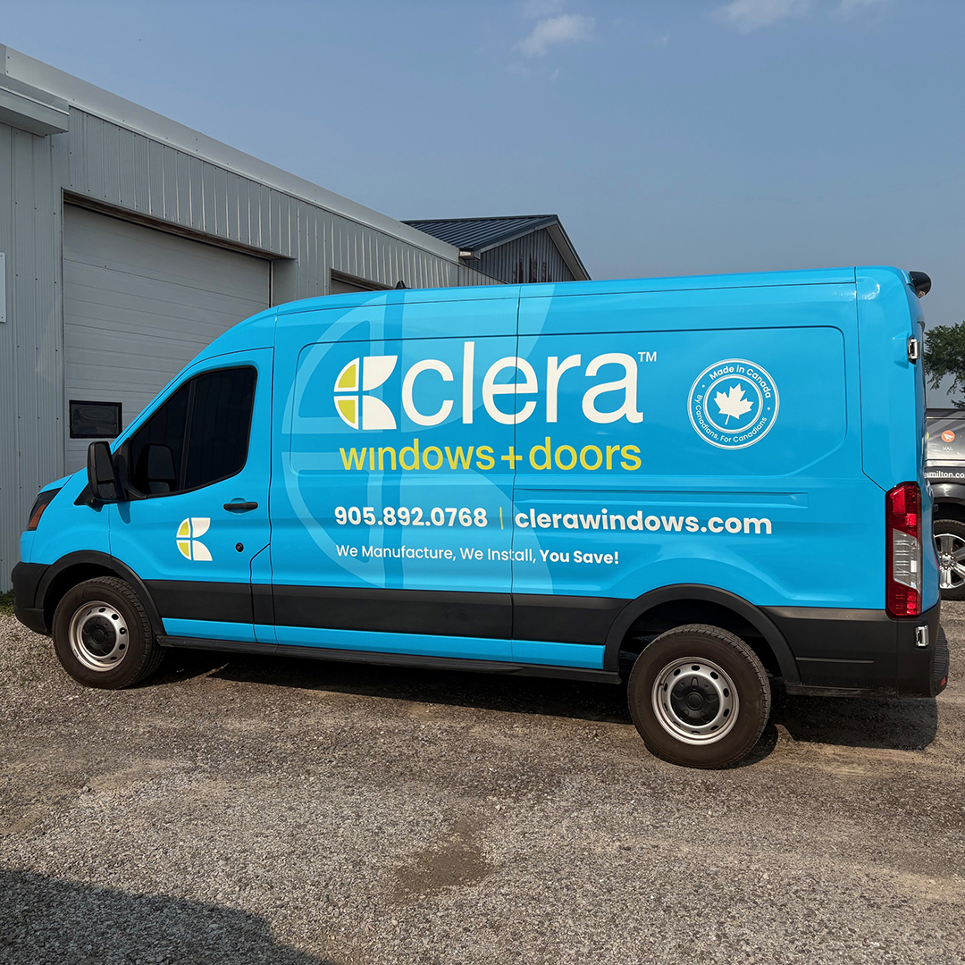 Looking to refresh your fleet? 🚗✨ Summer is the ideal time for vehicle graphics! See our latest design and install for Clera Windows and Doors Niagara. How can we help YOUR brand stand out on the road? #VehicleGraphics #BrandVisibility