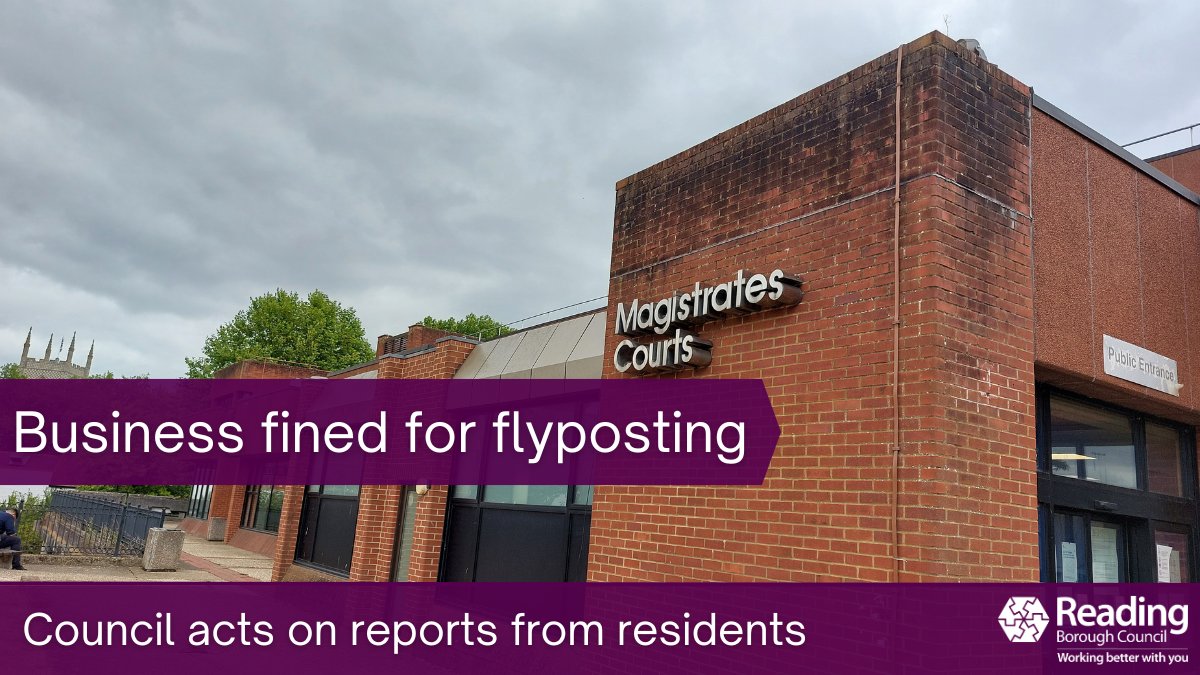 ReadingCouncil's tweet image. A business has been ordered to pay the courts £2,875 for flyposting.

Residents contacted the Council after spotting signs advertising a range of driveway services in Caversham and Southcote

The council took action after the firm failed to  remove them.

rdguk.info/qzyQC…
