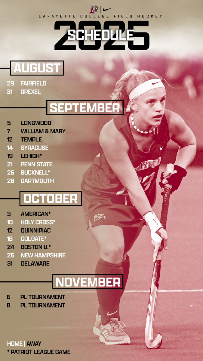 Lafayette Field Hockey (@lafayettefh) on Twitter photo Our 2⃣0⃣2⃣5⃣ schedule is now LIVE! 💪
📰 | goleopards.com/news/2025/7/24…
🏑 | goleopards.com/sports/field-h…
#RollPards #ClimbTheHill | <a href="/GoLeopards/">Lafayette Athletics</a> Our 2⃣0⃣2⃣5⃣ schedule is now LIVE! 💪
📰 | goleopards.com/news/2025/7/24…
🏑 | goleopards.com/sports/field-h…
#RollPards #ClimbTheHill | <a href="/GoLeopards/">Lafayette Athletics</a>