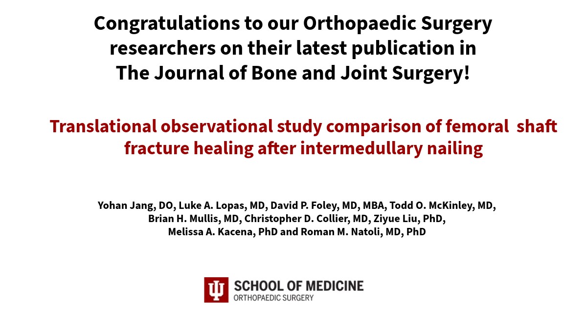 Congrats to our early and seasoned #OrthopaedicSurgery researchers <a href="/IUMedSchool/">IU School of Medicine</a> on their recent publication in <a href="/jbjs/">J Bone & Joint Surg</a>! #OrthoTwitter #translationalscience pubmed.ncbi.nlm.nih.gov/40638717/