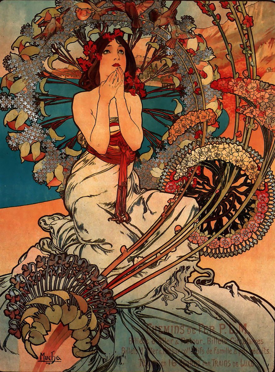 Before manga and psychedelia, Alphonse Mucha imagined a world in bloom.  

On his birthday, let’s honor his vision of art. 🧵 👇