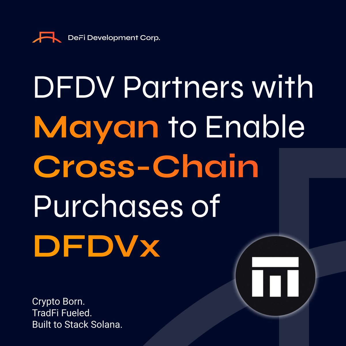 defidevcorp's tweet image. 1/ Today marks a big step forward for $DFDVx, our tokenized stock! 🙌
We’ve partnered with @MayanFinance to enable cross-chain swaps of $DFDVx from all major blockchains, like $ETH, $BNB, Base, $AVAX, $SUI, & more.
Anyone, anywhere, can now swap directly into $DFDVx. 🧵
