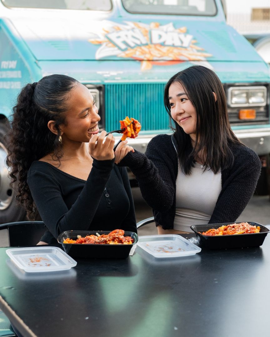 Fries up and friends around 🍟✨

This is how we celebrate flavor together!

#frydayfoodtruck #loadedfries #frytastic #friesbeforeguys #lafoodies