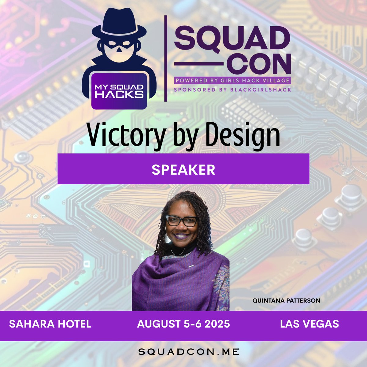 Quintana Patterson is shaping cyber strategy with heart and grit. At SquadCon, she’s showing how to lead through challenges and open doors for others.
🎟️ bgh.mobi/sctix
#SquadCon25 #victorybydesign