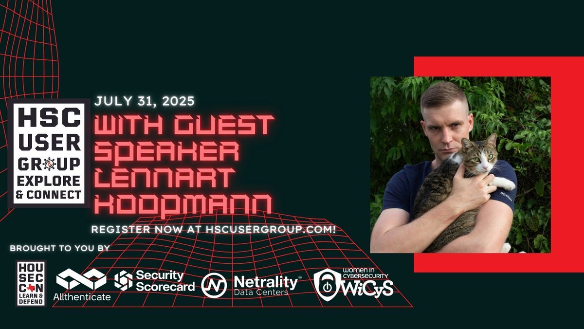 Join us for a night of knowledge-sharing, interactive discussions, and networking at the HSC User Group on July 31st! Register today at hscusergroup.com

We’d like to extend a special thank you to:
• Our Speaker – Lennart Koopmann
• Our June sponsor – SecurityScorecard