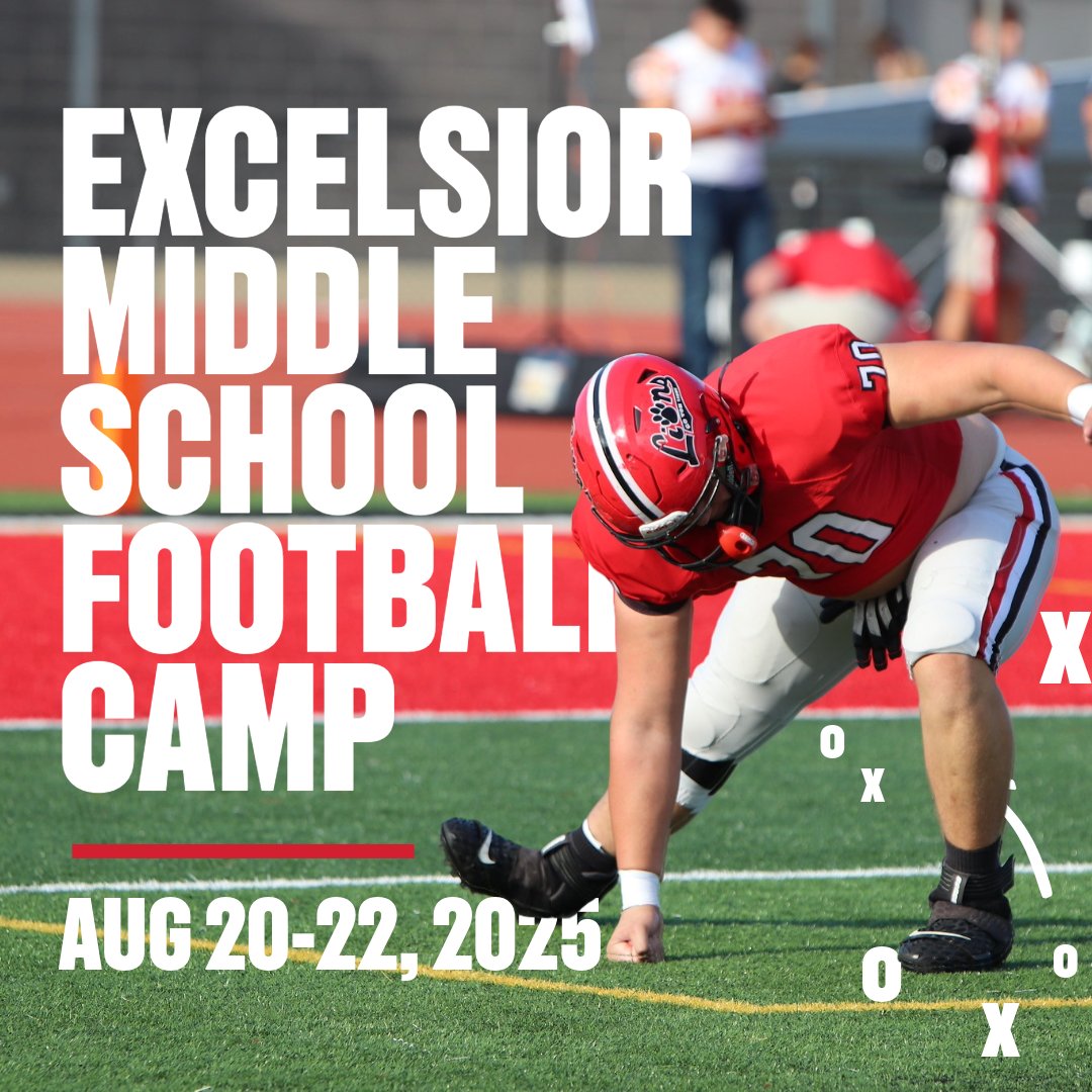TheLMFootball's tweet image. Middle Schoolers - you're up!! Athletes entering grades 7-8 interested in playing football are encouraged to register to join the pre-season camp!
📍Excelsior Middle School
📅August 20-22, 4:00 -6:00 pm each day
🔗ow.ly/FwGX50WtymH