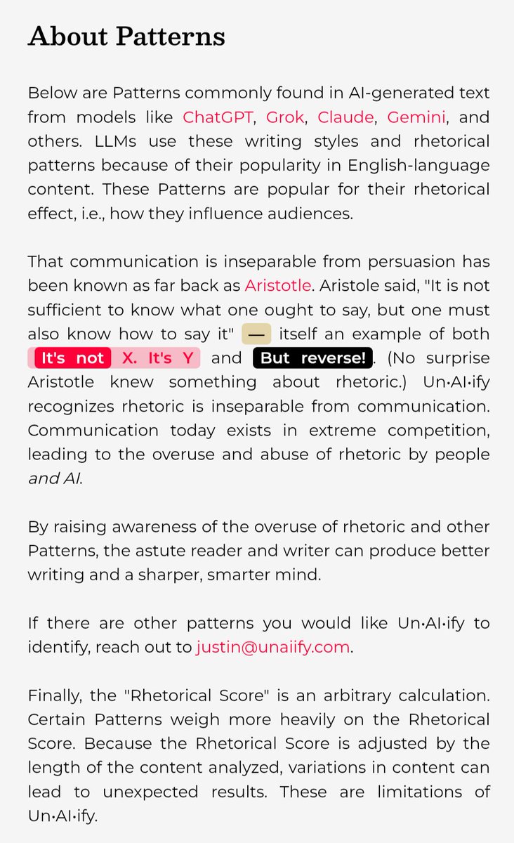 UnAIify's tweet image. How widespread is AI writing right now?
Search X for "it's not just." Scroll through so many posts using the phrase. Below, a screencap of the last 2 minutes.
The pattern is a version of the contrastive structure "It's not X. It's Y" used by generative AI, caught by @UnAIify.