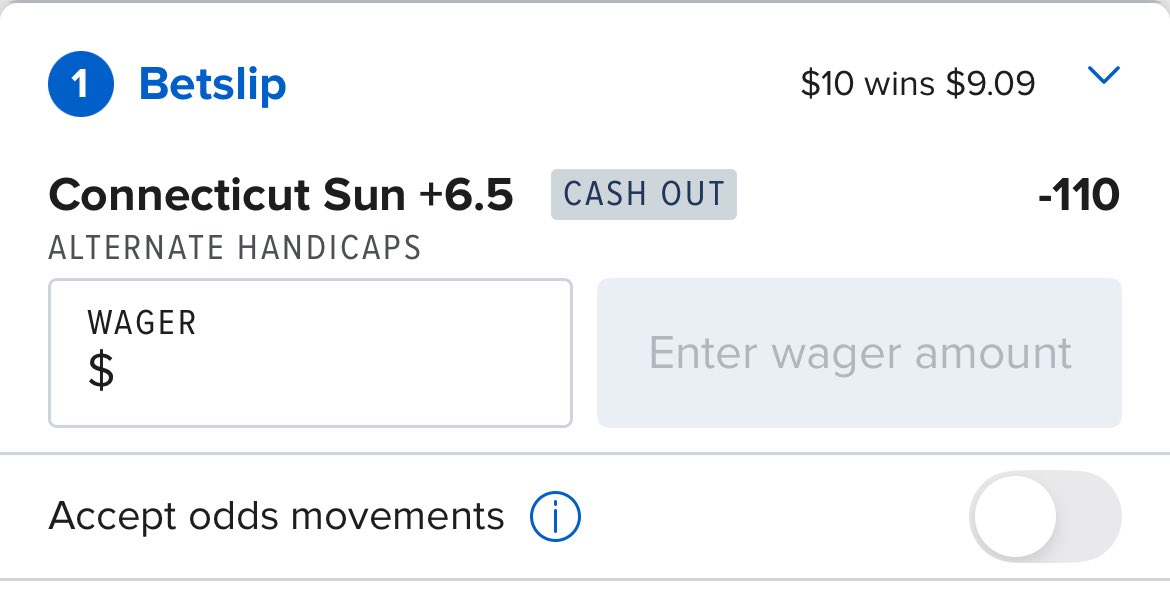 BiscoBetsEV's tweet image. WNBA play I’m on: Sun +6.5 (-110) on FanDuel.
Pinnacle moved from -113 to -125 as limits increased, sharp movement in our favor.
I played this for a half unit.