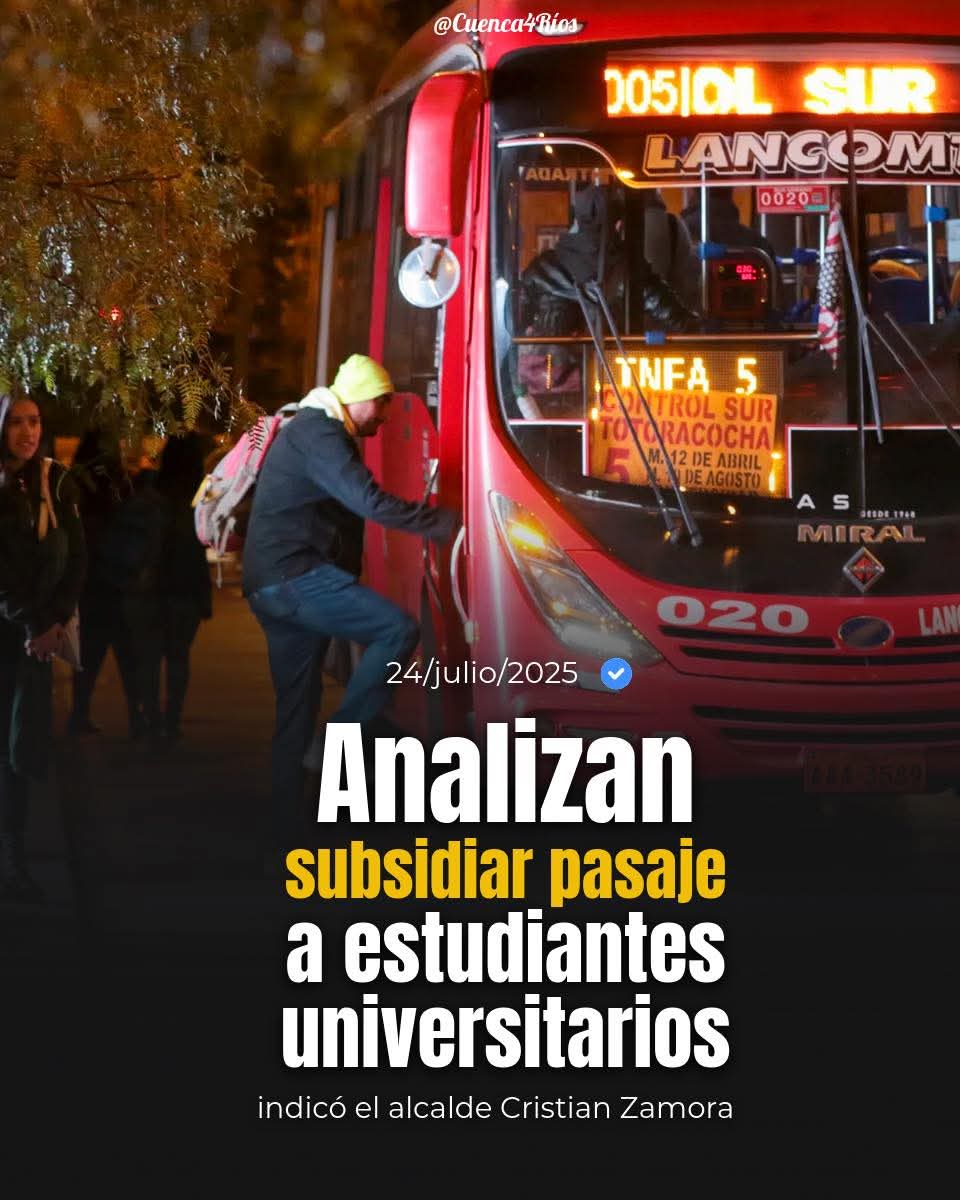 👉 ¡Un logro de los estudiantes universitarios!
Gracias a la organización y propuesta constante de la <a href="/FEUECuenca/">FEUE Cuenca</a> , hoy se concreta.

✊ Este avance no es un regalo, es fruto de la lucha, la gestión y la voz activa del movimiento estudiantil frente al <a href="/MunicipioCuenca/">Municipio Cuenca</a>
