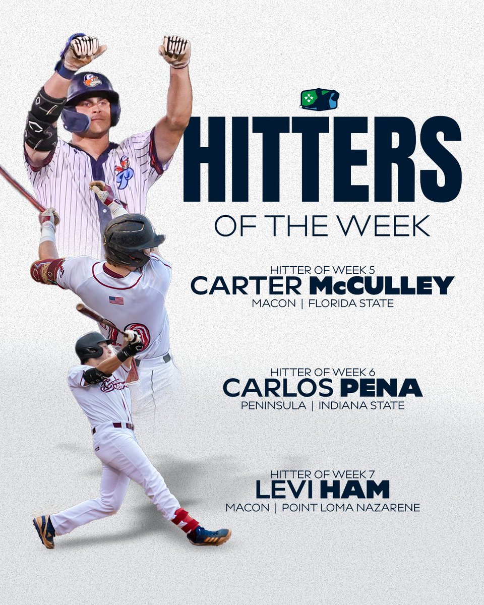 CPLBaseball's tweet image. Our top dogs 🐕
Carter McCulley, Levi Ham, and Kai Decker from the @GoMaconBacon, Carlos Pena from the @PeninsulaPilots, Nathan Leininger from the @WilsonTobs, and Leo Giannoni from the @HSSalamanders
Read the full release here: coastalplain.com/macon-duo-high…
#TheFutureIsNow