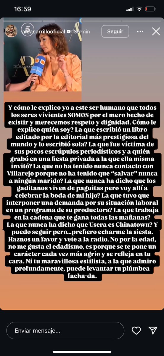 soofrito's tweet image. 🚨ALBA CARRILLO VS ANA ROSA
“Soy la que nunca ha tenido contacto con Villarejo para salvar a ningún marido. FACHA-DA”