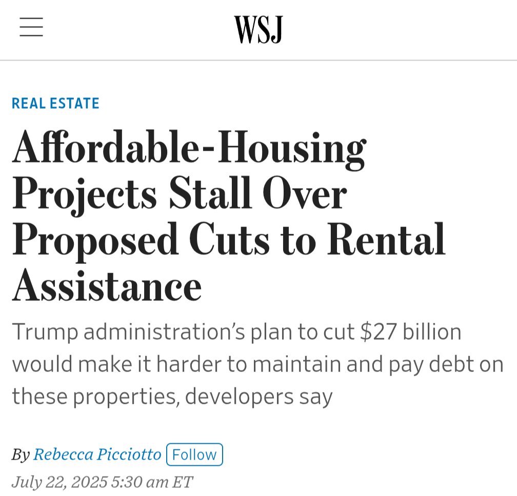 Nice to see fair &amp; balanced coverage on how radicalism &amp; unpredictability in housing policy can harm lender &amp; investor sentiment

We get wall-to-wall coverage of how Mamdani's vibes are spooking lenders; WSJ notes that Trump's HUD budget vibes are just as scary👇