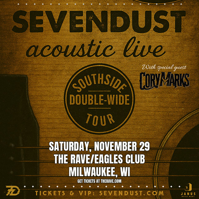 therave's tweet image. Our venue pre-sale for @sevendust's stripped-down, reserved-seat show in The Eagles Ballroom on Saturday, November 29th, is live! π€πΆ
Use code SOUTHSIDE to reserve your seat Β» etix.therave.com/sevendust