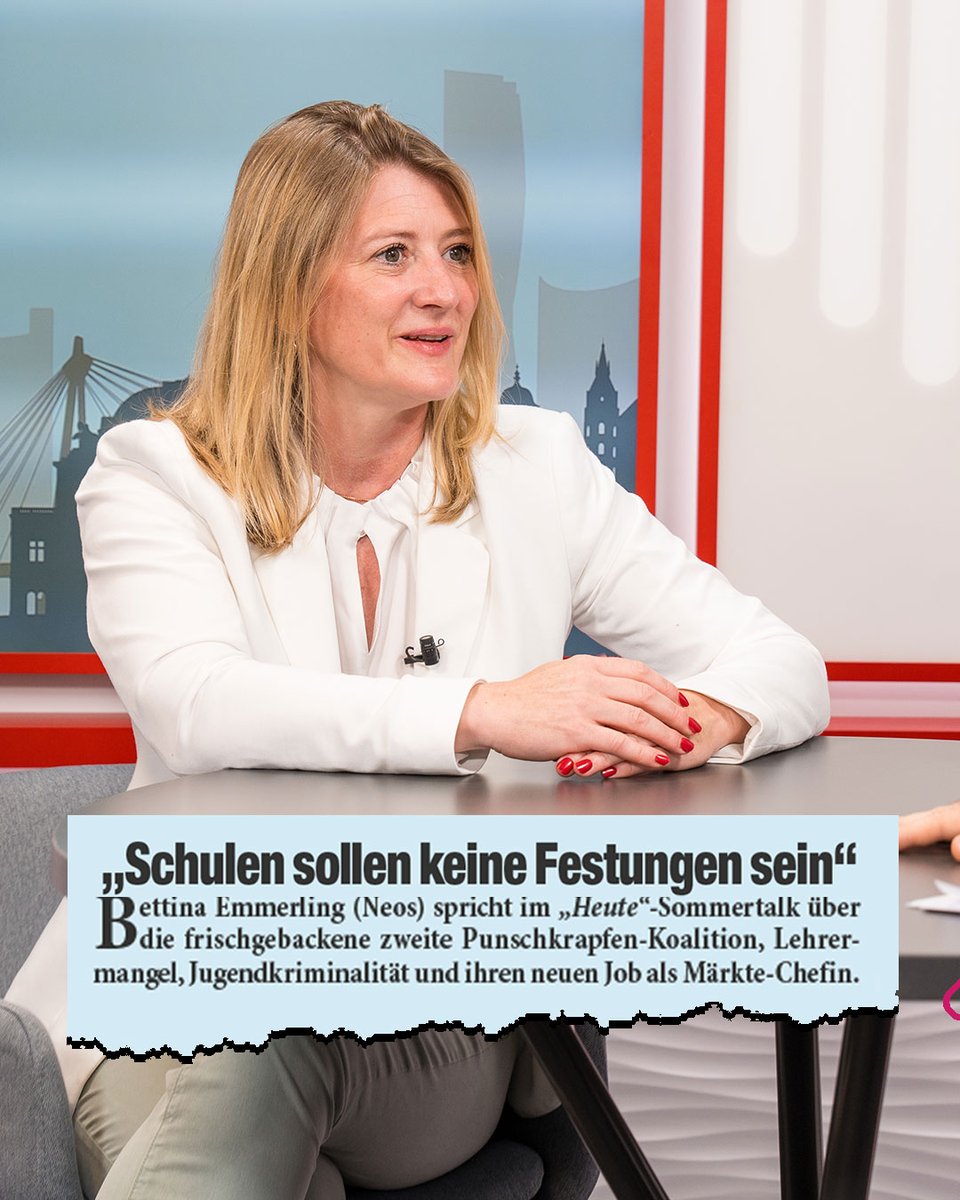 B_Emmerling's tweet image. Diese Woche war ich zu Gast beim Sommergespräch von heute.at.
Wir haben über zentrale Themen gesprochen: die bisherige Arbeit in der Koalition, den Lehrkräftemangel, Jugendkriminalität – und meine neue Aufgabe als Stadträtin für die Wiener Märkte.