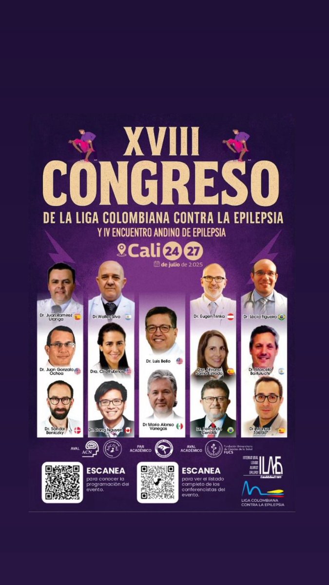 DROSCARZORRO's tweet image. Congreso nacional de epilepsia Cali 24-27 de julio 2025, con la presencia de profesores nacionales e internacionales.
En cirugía de epilepsia temas de neuromodulación, métodos invasivos, cirugía resectiva, avances  en imágenes y tecnologías moderna.