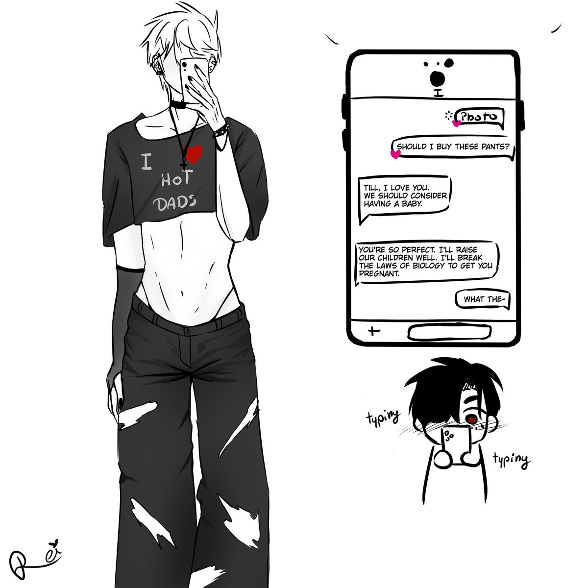 _Rei_Qwq_'s tweet image. Your emo boyfriend went shopping..

#IvanTill #ivti #jockemo