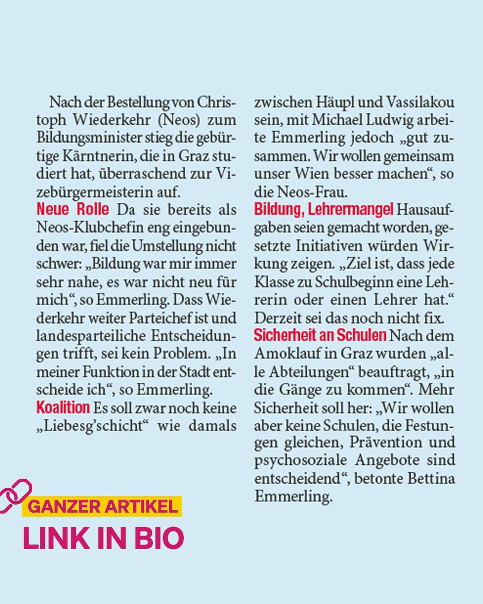 B_Emmerling's tweet image. Diese Woche war ich zu Gast beim Sommergespräch von heute.at.
Wir haben über zentrale Themen gesprochen: die bisherige Arbeit in der Koalition, den Lehrkräftemangel, Jugendkriminalität – und meine neue Aufgabe als Stadträtin für die Wiener Märkte.