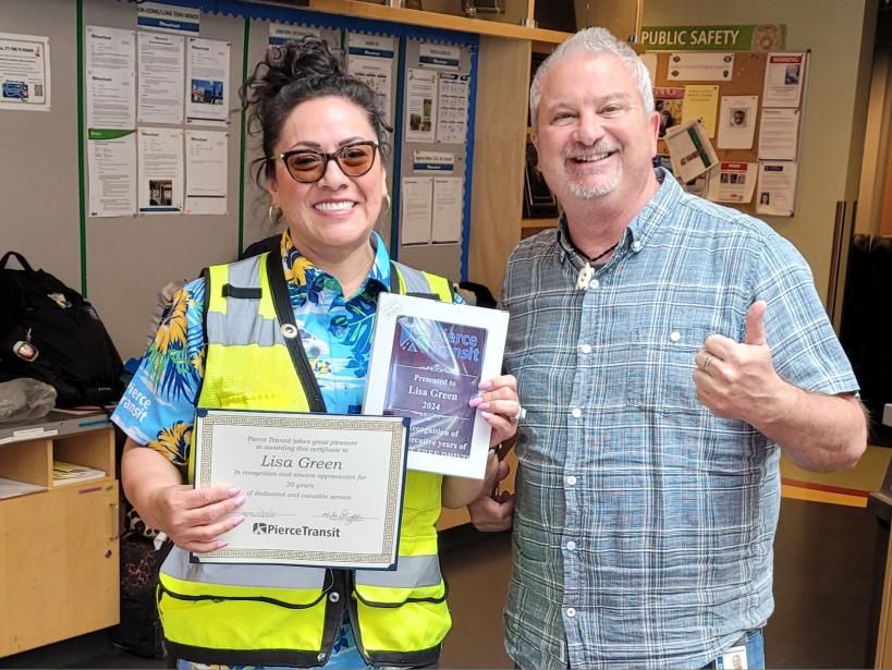 PierceTransit's tweet image. Congratulations to Ron and Lisa for recently celebrating 20 years at Pierce Transit! Start your career at Pierce Transit today: piercetransit.attract.neogov.com