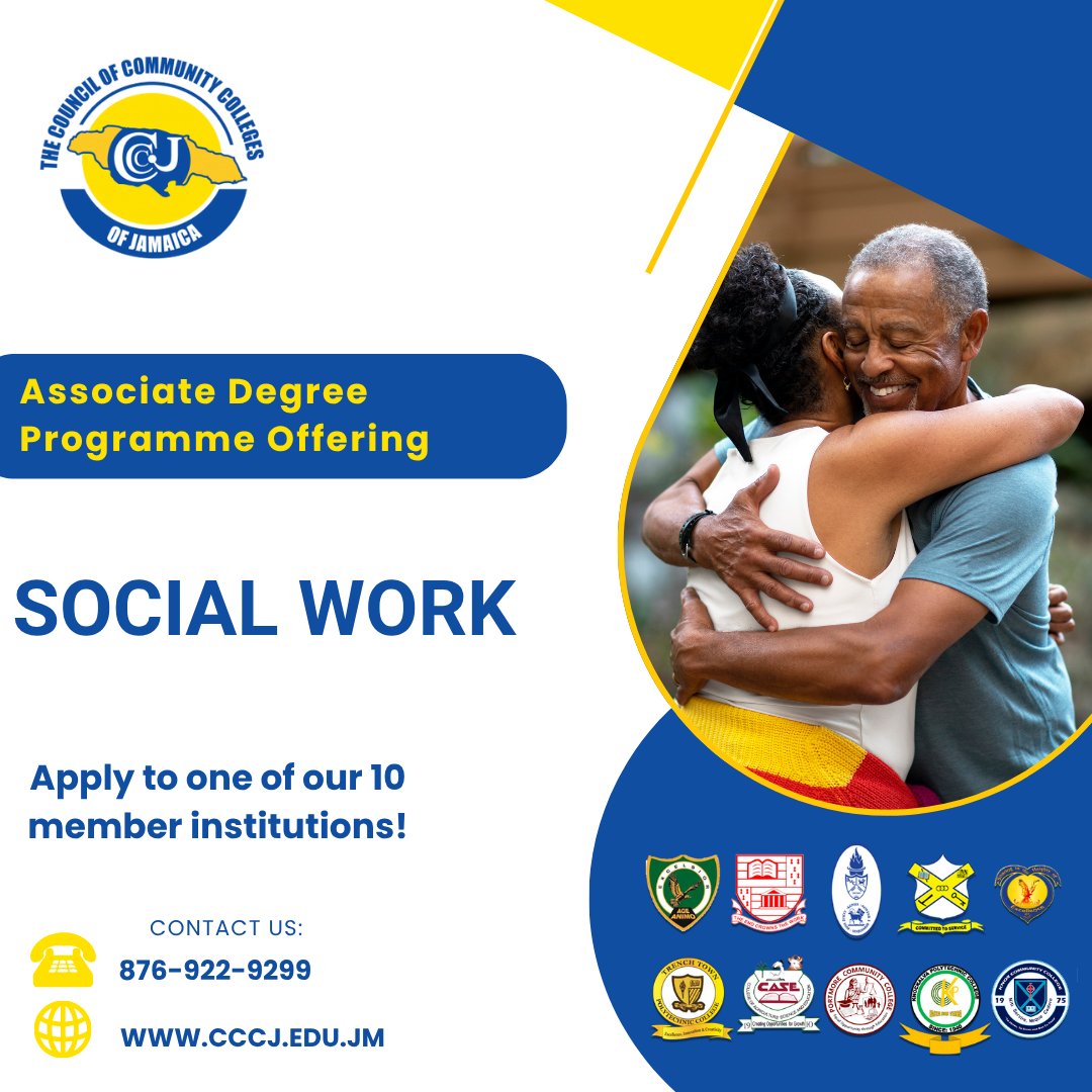Make a difference with an Associate Degree in Social Work  🤝

Apply now at one of our 10 member institutions and gain the hands-on skills to support individuals, families and your community. 

 #SocialWork #CCCJ #FutureReady #StudyWithUs