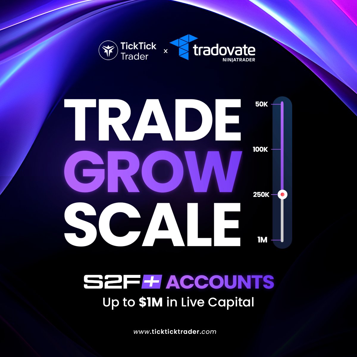 With S2F+, it’s simple: Trade. Grow. Scale.
Potential to scale your live account up to $1M. Now available on Tradovate.

Launch Offer: Save up to 70%
🔹 65% OFF all S2F+ accounts
🔹 +5% EXTRA when you pay with Skrill or crypto
Use code: GODFATHER

Get your S2F+ 👉